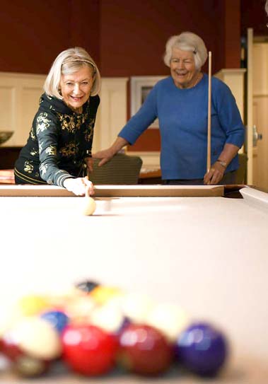 Residents playing pool